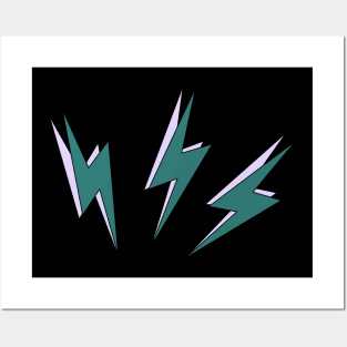 Lightning Bolts (Green & Purple) Posters and Art